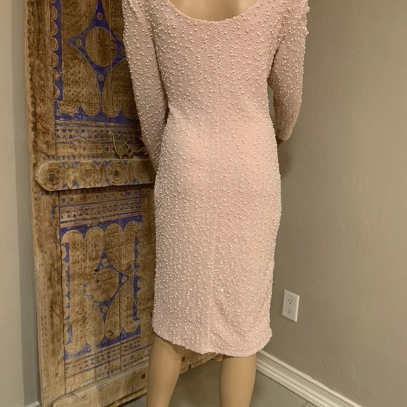 Blush Pink Sequined Sheath Dress - MED - Picture 5 of 6